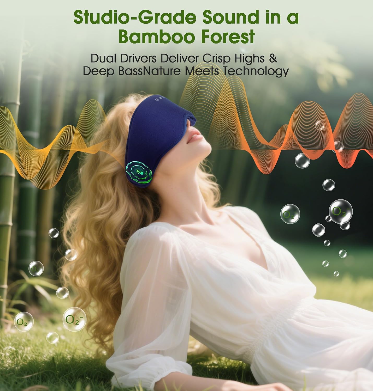 LC-dolida Bamboo Cotton Bluetooth Sleep Mask, 2 in 1 3D Soft Sleep Mask with Sleep Headphones, Sleep Eye Mask with Timming Setting, Blackout Sleeping Mask for Side Sleepers, Women Men, Navy