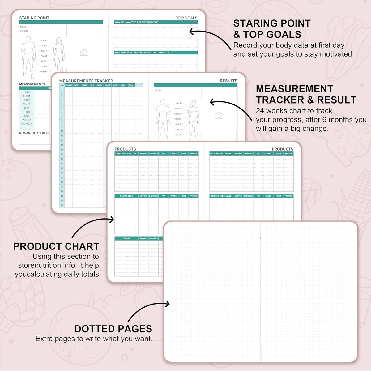 Food Journal - Journal for Women Weight Loss, 5.8" x 8.3