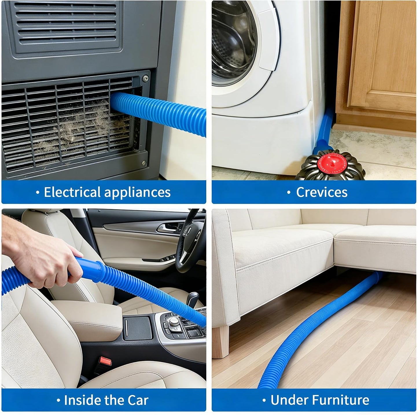 Universal Dryer Vent Cleaner Kit Compatible with All Vacuum Cleaner Include Vacuum Hose Attachment Accessories Brush Lint Brush,Dryer Vent Vacuum Hose (Dark Blue)
