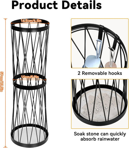 Invech 23 Inch Umbrella Holder for Indoor Entryway, Large Metal Umbrella Stand with Removable Water Tray and Hooks, Umbrella Rack Storage for Home, Office, Hotel