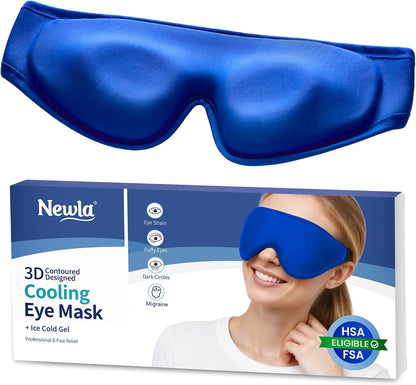 Cooling Gel Eye Mask for Puffy Eyes, Larger Full-Eye Contour Cold Compress | Ice-Cold Gel Therapy, Forehead & Upper Cheek Cooling Relief, Reusable Ice Pack for Eyes, FSA Eligible Items HSA, Black