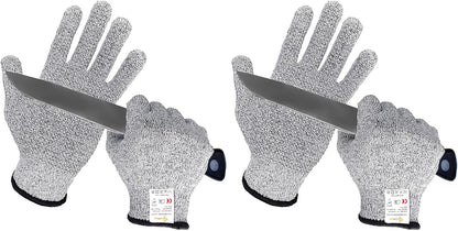 Evridwear Level 5 Cut Resistant Gloves with Non-Slip Grip, 2 Pairs | HPPE Material, Food Safe, Comfortable & Breathable, Kitchen, Crafting & DIY Projects(M, Pink+Gray)