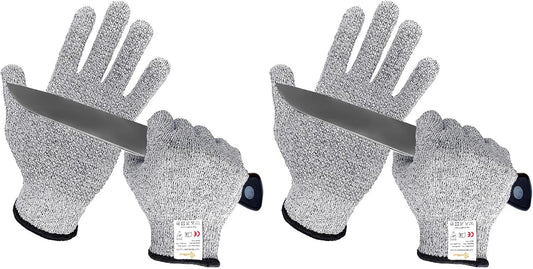 Evridwear Level 5 Cut Resistant Gloves with Non-Slip Grip, 2 Pairs | HPPE Material, Food Safe, Comfortable & Breathable, Kitchen, Crafting & DIY Projects(M, Pink+Gray)