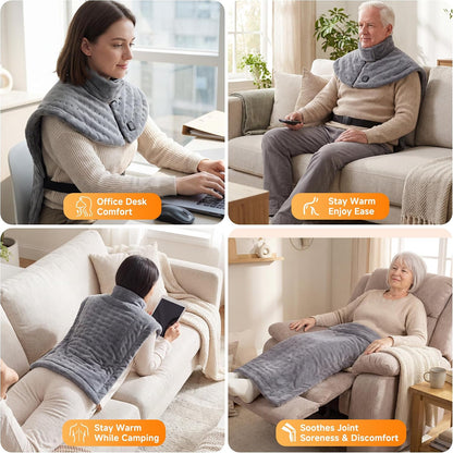 Portable Cordless Heating Pad for Neck and Shoulders Back, 15000mAh Battery
