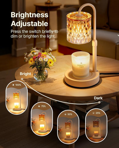 CASTLELIFE Dimmable Candle Warmer Lamp with Timer, Height Adjustable Candle Warmer for Jar Candles, Electric Wax Melt Warmer for Home Decor House Warming Gifts, Birthday Gifts for Women, Black Clear