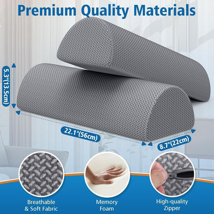 SweetSlubr Knee Pillow for Side Sleepers, Half Moon Memory Foam Bolster Pillow for Legs, Ergonomic Design Wedge Elevation Pillow for Side & Back Sleeping, Under Knee Support, Foot, Ankle, Lumbar,White