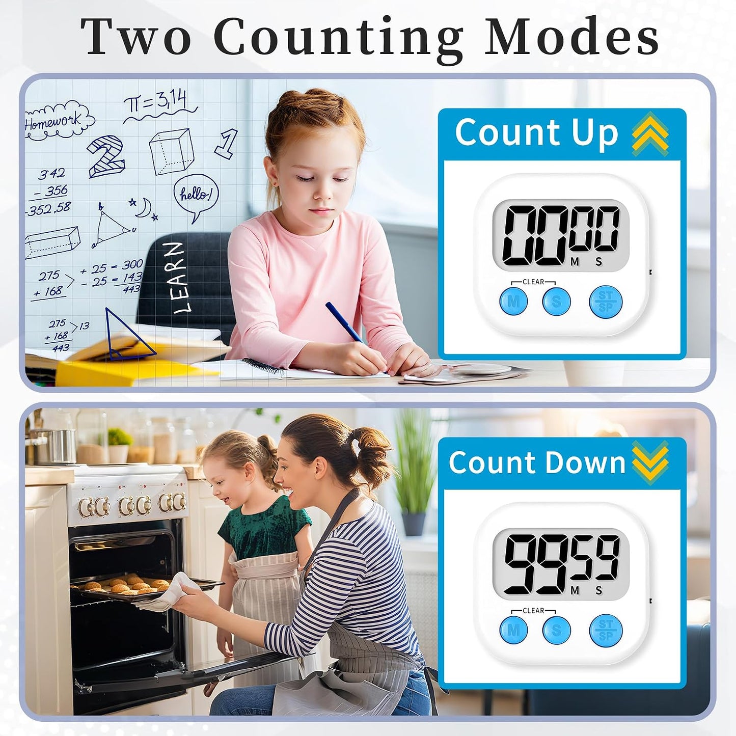 ZILLEEN Classroom Timers for Kids Classroom Magnetic Digital Kitchen Timers for Cooking Teachers Gym Game 6 Pcs
