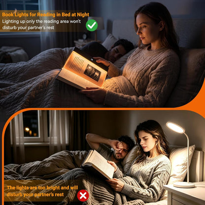 Amber Book Light, Rechargeable Clear LED Flat Reading Light with 3 Colors & Timer, Dimmable Panel Plate Lamp Book Full Page Light for Reading in Bed at Night, Funny Gifts for Readers Book Lovers