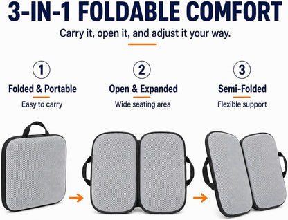 Sojoy iGelComfort 3 in 1 Foldable Gel Seat Cushion Featured with Memory Foam (A Must-Have Travel Cushion! Smart, Easy Travel Cushion) (Size: 18.5“ x 15" x 2")
