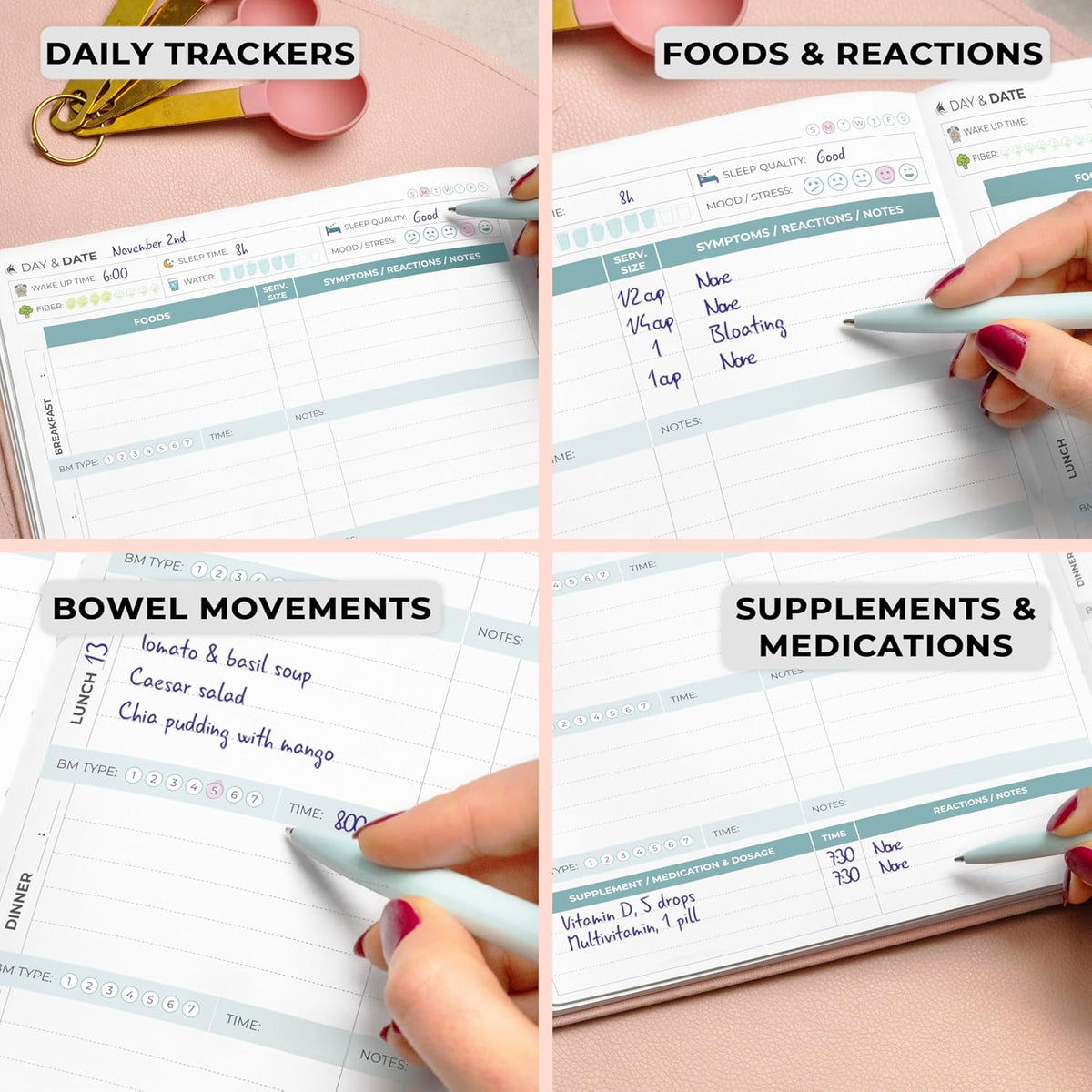 Clever Fox Food Sensitivity Journal & Symptom Diary, 8.5x11 Purple