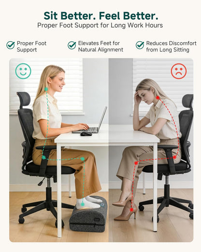 Snailax Heated Foot Rest Under Desk, Adjustable Height Foot Stool with Heat