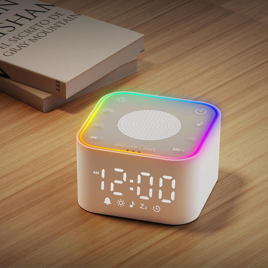 White Noise Sound Machine: Fall Asleep 40% Faster for Adults Bedroom | 30 Non-Looping Sounds Adjustable Volume for Relax & Sleep, Built-in Dimmable Alarm Clock & Night Light
