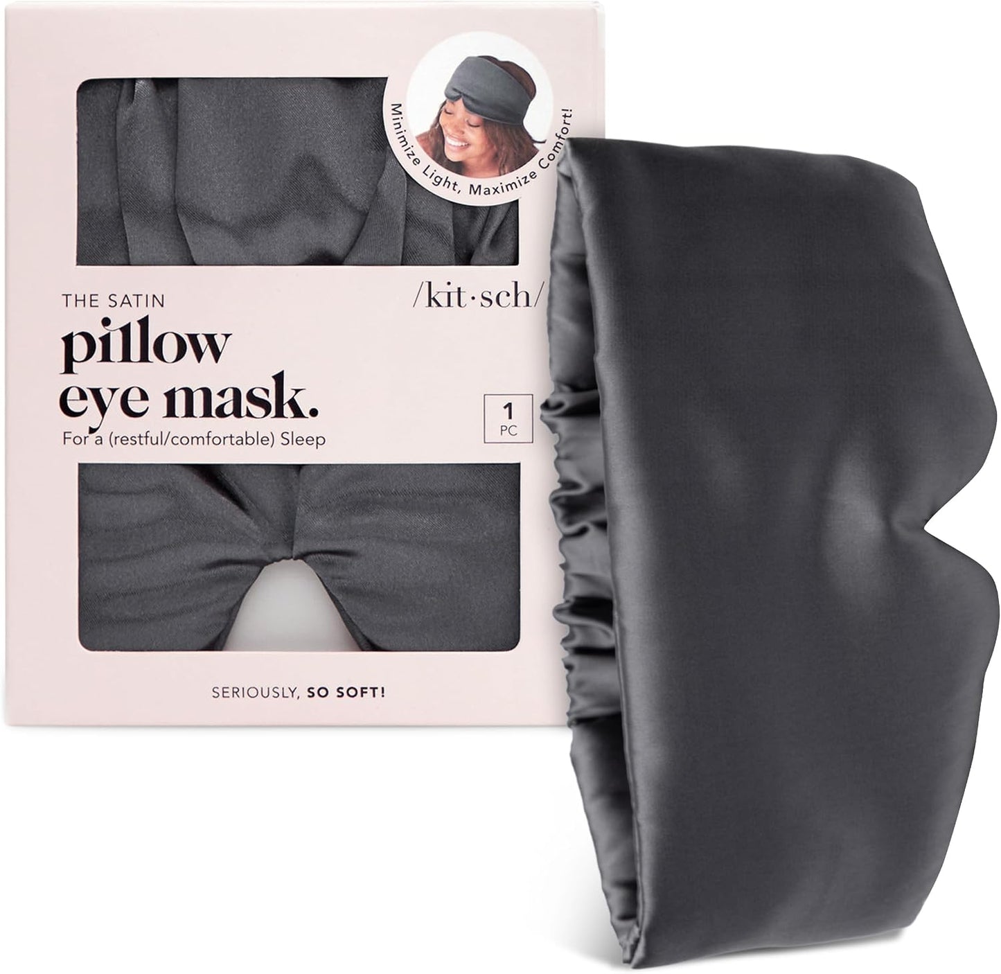 Kitsch Contour Satin Sleep Mask | Eye Masks for Sleep - Blush | Softer Than Silk Sleep Mask, Blindfold Sleep Masks for Women & Men, No Eye Pressure, Lightweight Eye Mask, Travel Essentials