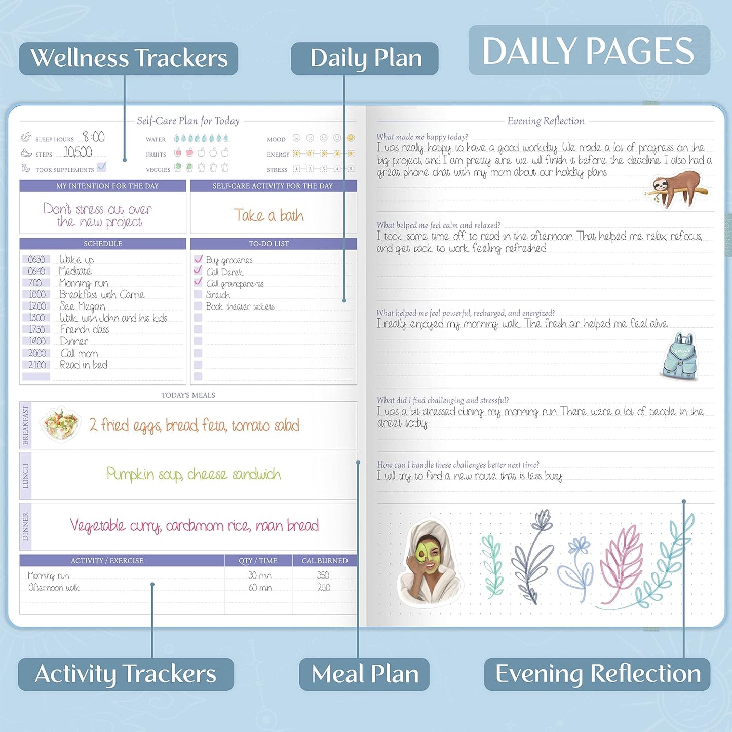 Legend Self-Care Journal – Guided Daily Reflection Journal to Support Mental & Physical Health – Daily Mood, Meditation & Personal Development Notebook – 7.1x10.5”, Lasts 3 Months (Turquoise)
