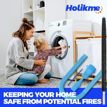 Holikme Dryer Vent Cleaner Kit, Vacuum Hose Attachment, 2-Piece, Black | Adjustable Cable Tie for Easy Attachment, Flexible Lint Brush Removes Lint from Dryer Lint Screens and Tight Spaces