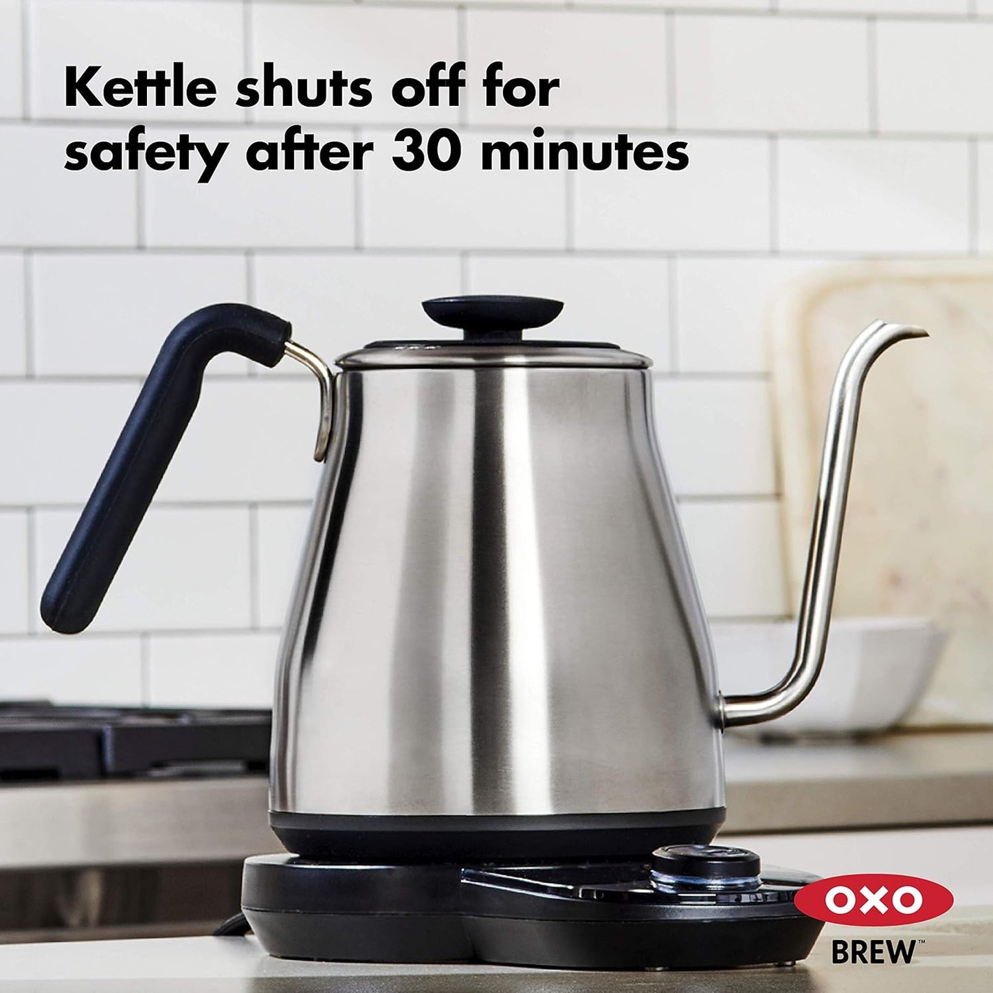 OXO Brew Pour Over Gooseneck Electric Kettle - Stainless Steel | Adjustable Temperature Control, Built-In Timer, Cord Free, Precise Pour, Automatic Shut-Off, Coffee And Tea