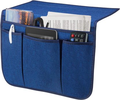 Bedside Caddy Bedside Storage Organizer Magazine Phone Tablet iPad Remote Holder, Organizer Caddy for Home College Dorm Bed, Sofa, Bunk Bed (Grey)