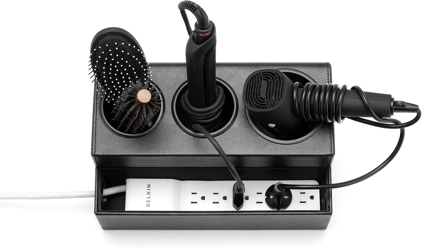 Hair Dryer Holder Hair Tool and Styling Organizer, Bathroom Countertop Blow Dryer Organizer, Vanity Storage Stand for Accessories, Makeup, Toiletries (Black) – MK154C