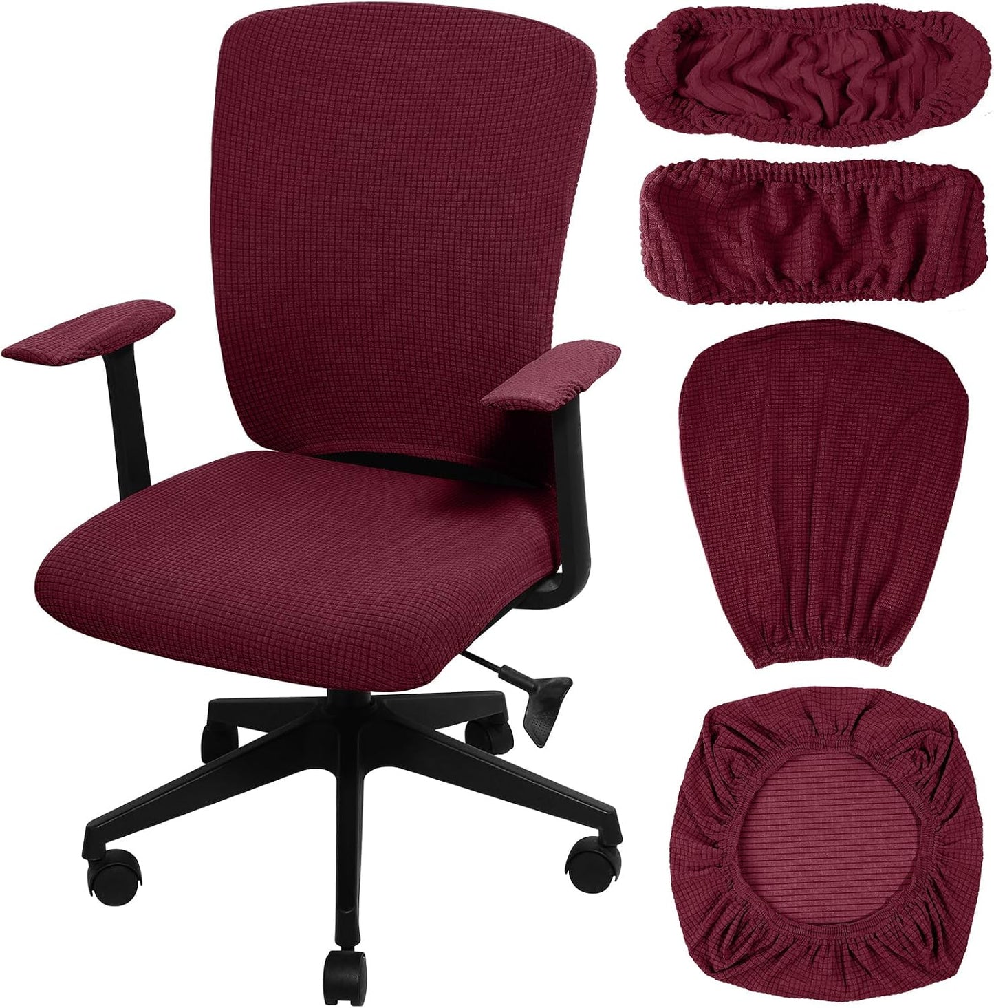 Tallew 4 Pcs Office Chair Covers Set Computer Universal Protective Stretchable Chair Seat Covers Desk Armrest Slipcovers Pads Office Cushion Backrest for Rotating (XL,Silver Gray)