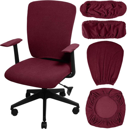 Tallew 4 Pcs Office Chair Covers Set Computer Universal Protective Stretchable Chair Seat Covers Desk Armrest Slipcovers Pads Office Cushion Backrest for Rotating (XL,Silver Gray)