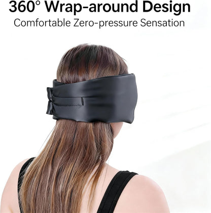 100% Mulberry Silk Sleep Mask for Women & Men – 22 Momme 6A Grade, 3D Contoured Total Blackout Eye Mask for Side Sleepers, Eyelash Extensions, Adjustable Strap, Breathable Blindfold (Black)