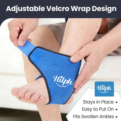 Hilph Ankle Ice Pack Wrap for Swelling, Gel Cold Pack for Ankle Sprained | Easy to Wear, Reusable Hot Cold Compress for Surgery Recovery, Plantar Fasciitis, Foot Pain Relief, Achilles Tendonitis, Blue