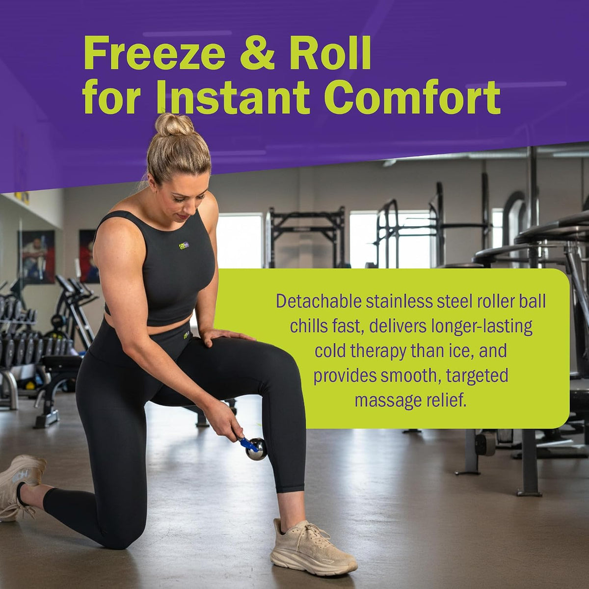 GoFit Polar Roller Cold Compression Therapy Massage Bar for Muscle Relief, Recovery, and Targeted Massage, Blue, 9.8 x 4.8 x 2.8 Inches