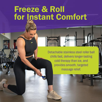 GoFit Polar Roller Cold Compression Therapy Massage Bar for Muscle Relief, Recovery, and Targeted Massage, Blue, 9.8 x 4.8 x 2.8 Inches