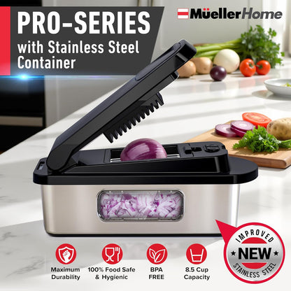 Mueller The Real Original Pro Vegetable Chopper & Mandoline Slicer, 10-in-1 | since 2013, 8 Blade Food Veggie Chopper, Onion Vegetable Cutter with Container, Kitchen Gadgets & Essentials