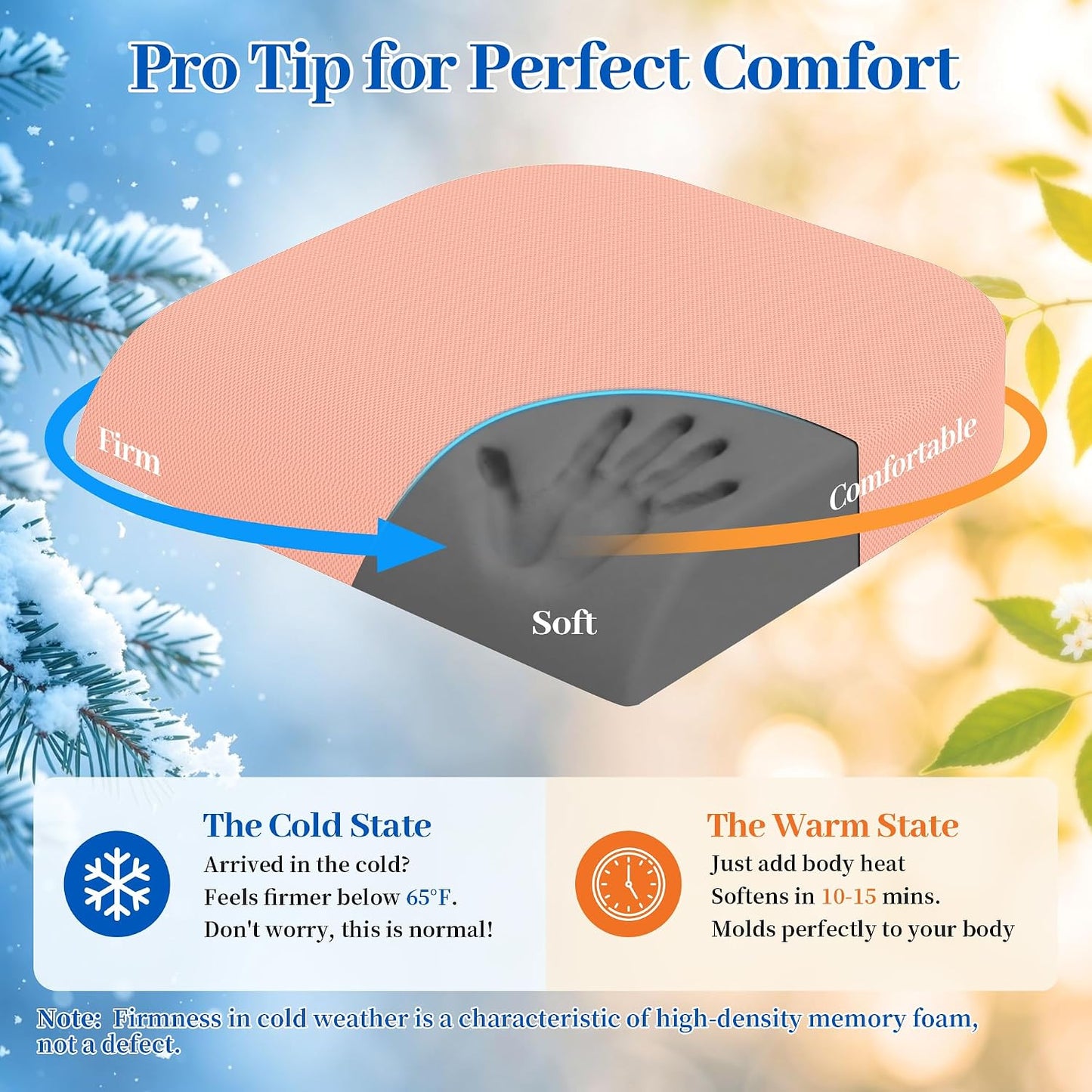 TranquilRelax Memory Foam Seat Cushion for Office Chair, 3-Inch, Black | Medium-firm Support for Long Sitting, Washable Mesh Cover, Non-slip Base, Perfect for Car Seats & Short Drivers