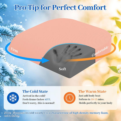 TranquilRelax Memory Foam Seat Cushion for Office Chair, 3-Inch, Black | Medium-firm Support for Long Sitting, Washable Mesh Cover, Non-slip Base, Perfect for Car Seats & Short Drivers