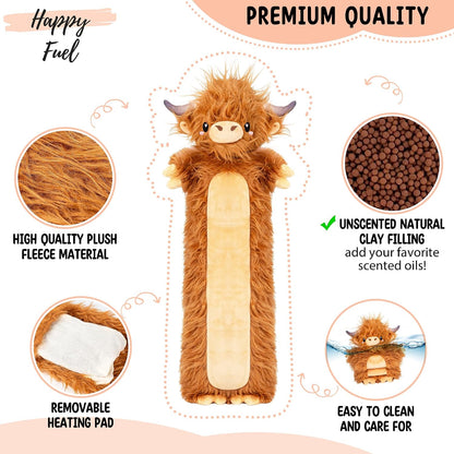 Bunny Microwavable & Weighted Stuffed Animals - 1.5 Lbs Unscented Heating Pad for Period Cramps Pain Relief and Anxiety, Cute Bunny Plush Toys Gifts for Women Girls Adults and Kids by Happy Fuel