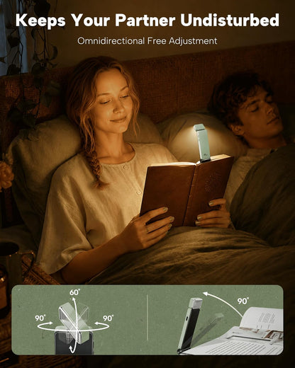86lux Book Light, Rechargeable Clip-On LED Reading Light for Bed | 3 Color Temperatures with Stepless Dimming, Ultralight Bookmark Design for Book Lovers, Grey