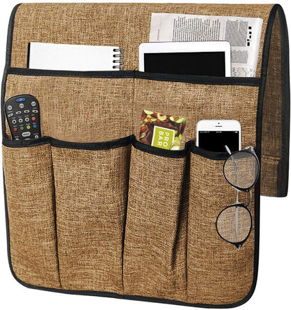 Couch Sofa Armrest Organiser Arm Chair Caddy Bedside Storage Pocket with 8 Pockets TV Remote Holder Bed Storage Pocket Bag for Cellphone Tablet Notepad Book Magazines DVD Glasses