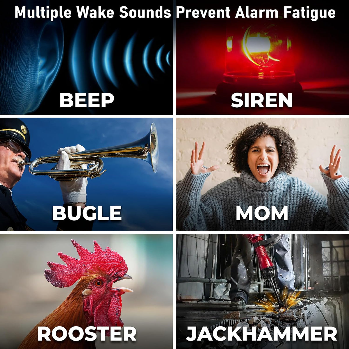 Sharp Big Bang 115dB Alarm Clock for Heavy Sleepers, Dual Alarms