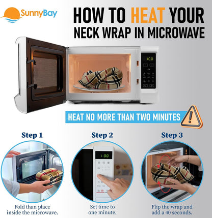 SunnyBay Microwavable Heating Pad for Neck and Shoulder, Heated Neck Wrap, Microwave Heat Pad, Weighted Beanbag Moist Hot or Cold Compress, 2.2 lbs, 26x4 Inches, Buffalo
