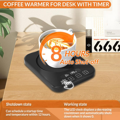 Coffee Mug Warmer, Cup Warmer with Auto Shut Off, Fast Bottle Warmers for All Bottles，3 Temp Settings, Multifunctional Bottle Warmer for Coffee, Beverage, Milk, Tea, Coffee Warmer Plate,Black