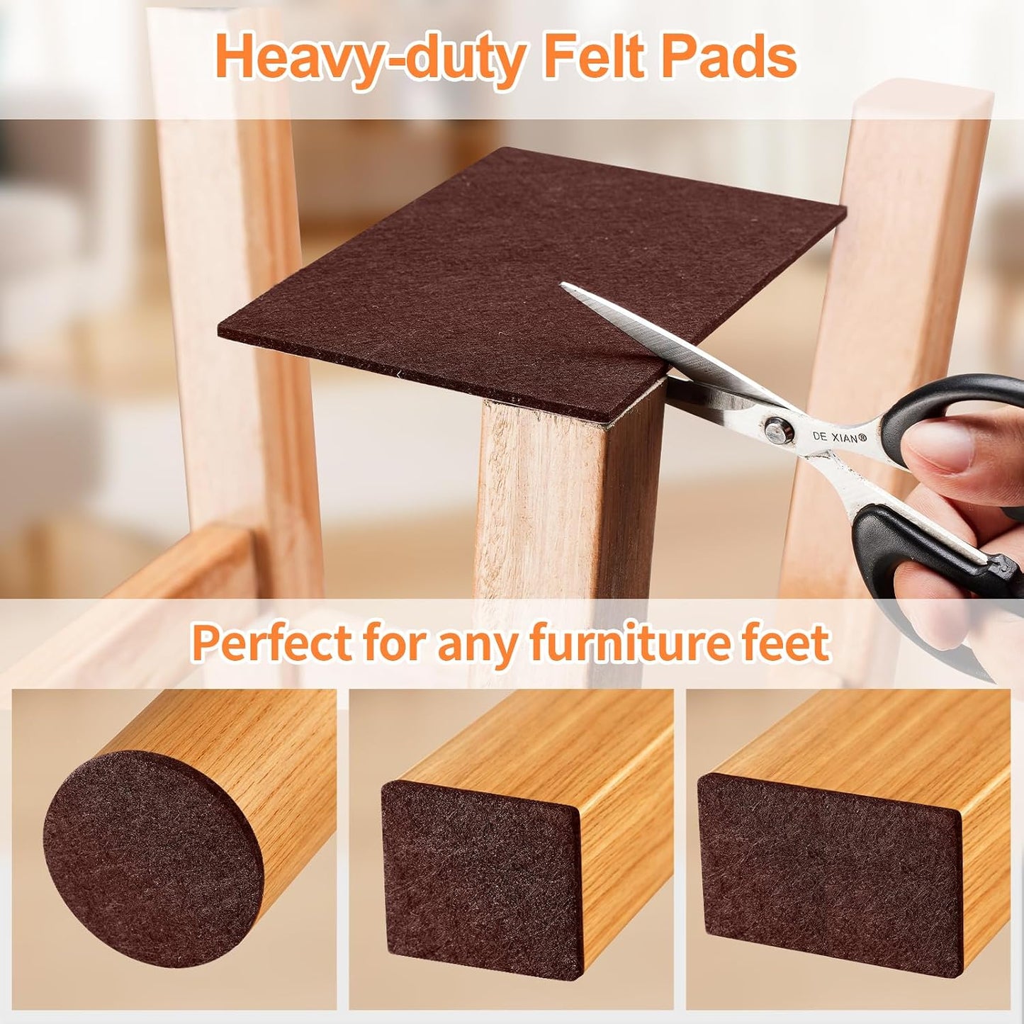 Felt Furniture Pads 300 Pieces, Furniture Pads for Hardwood Floors Black | Self-adhesive felt pads prevent scratches and noise, ideal for chair legs, suitable for hardwood floors and indoor furniture