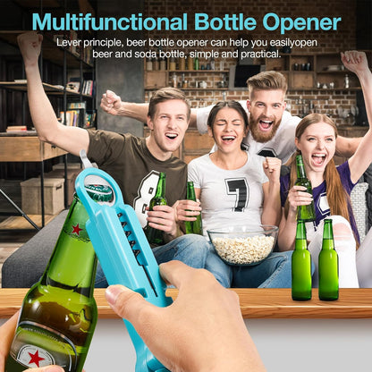 Jar Opener for Seniors with Arthritis, 7 in 1 Bottle Opener and Wine Corkscrew, Easy Grip Kitchen Gadget for Weak Hands Elderly, Retractable Jaw Lid Opener with Magnetic Storage (Teal)