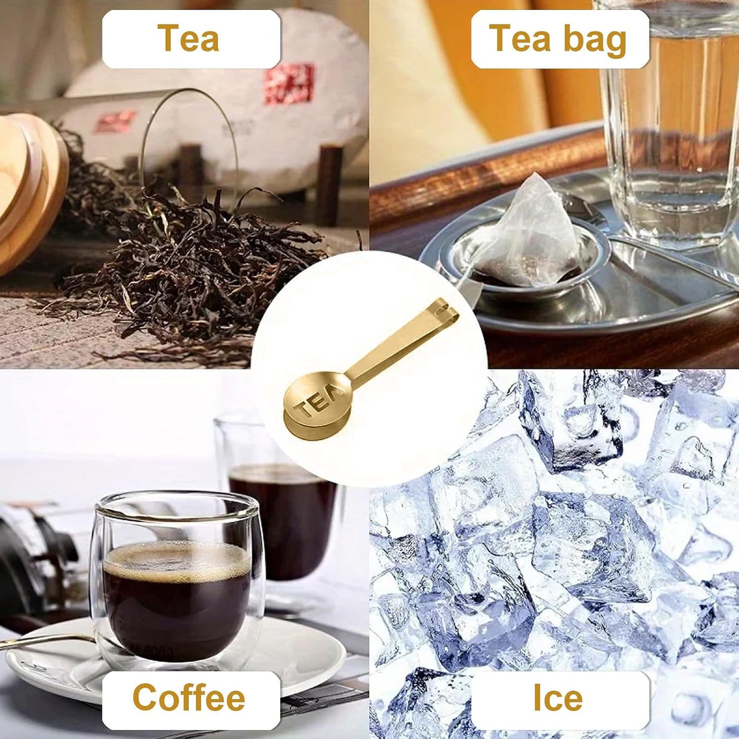 Tea Bag Squeezer, 2Pcs Gold & 2Pcs Silver, Stainless Steel | Clip On Strainer, Tea Spoon Tongs, For Loose Tea Ice Sugar Cubes, Tea Bag Holder, Tea Accessories For Tea Drinkers