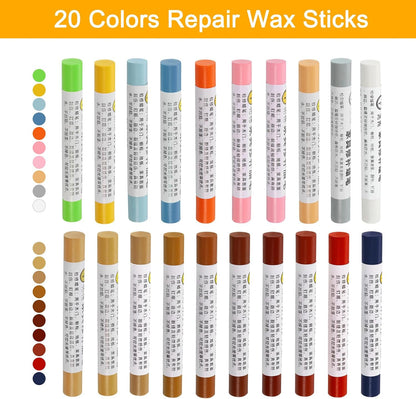 uxcell Furniture Repair Wax Crayons Kit, 20Pcs - Wood Filler Stick, Touch Up Furniture Markers - for Scratches Holes Tables Desks Wooden Floor Laminate Covers, Gray Series