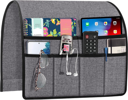 Joywell Remote Caddy Couch Remote Control Holder for Recliner Sofa Armrest Organizer Non Slip Arm Chair Caddie with 6 Pocket Storage for Magazine, Tablet, Phone, iPad, Black