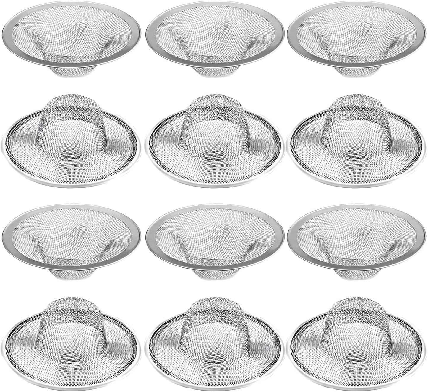 2 pcs Heavy Duty Stainless Steel Slop Basket Filter Trap, 2.75" Top / 1" Mesh Metal Sink Strainer,Perfect for Kitchen Sink/Bathroom Bathtub RV Wash Basin Floor Drain Balcony Drain Hole