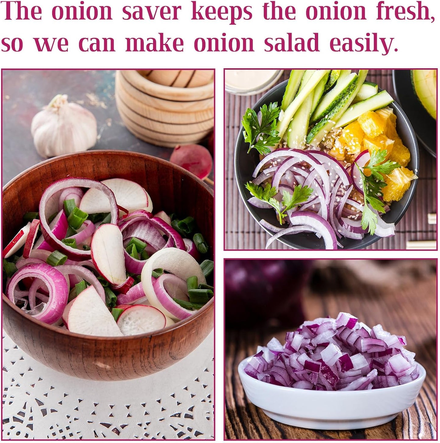 Reusable Onion & Tomato Storage Containers, Fruit and Vegetable Keeper Saver for Fridge Onions Keeper for Refrigerator Onions Holder Storage Vegetable Crisper Makes Food Stays Fresh Longer