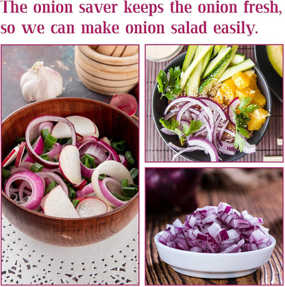 Reusable Onion & Tomato Storage Containers, Fruit and Vegetable Keeper Saver for Fridge Onions Keeper for Refrigerator Onions Holder Storage Vegetable Crisper Makes Food Stays Fresh Longer