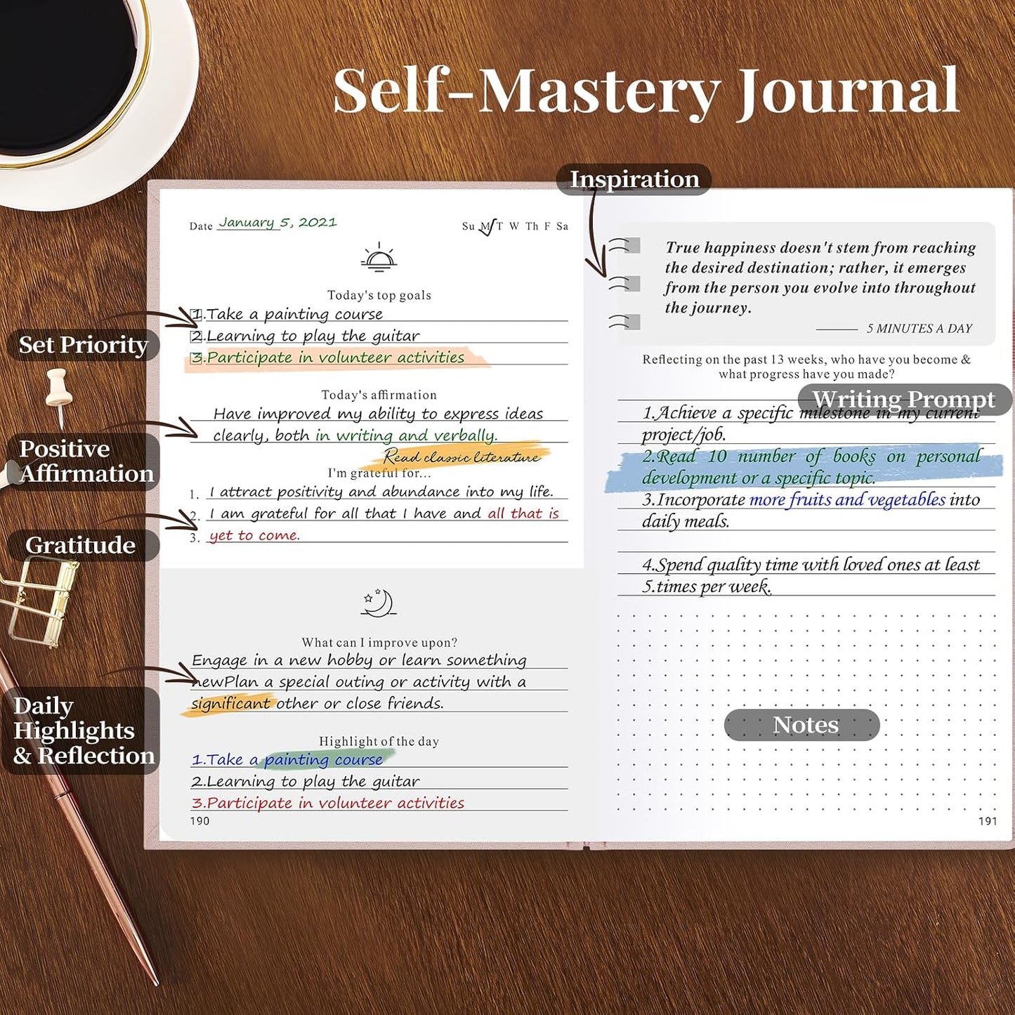 Self Care Guided Journal for Women，Gratitude Journal & ADHD Planner A5Beige | ADHD Planner, Mental Health & Anxiety Guided Journal for Women, Better Everyday