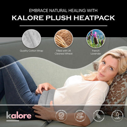 Microwavable Heating Pads for Winter Warmth, Back, Stomach & Head Comfort – Kalore Soft Cotton Tartan Neck Wrap – Even Heat Distribution Hot Compress Bag – Wheat Heat Pad XL – Unscented – Gray
