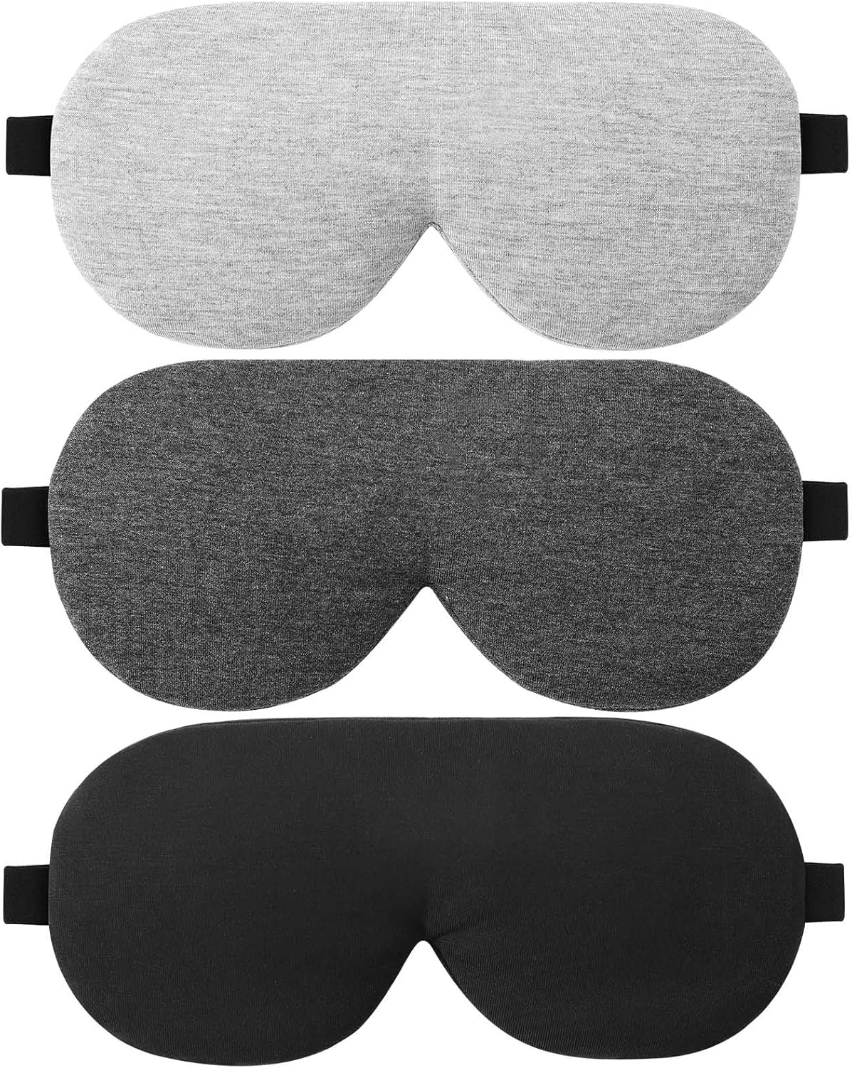 ALASKA BEAR 3 Pack Sleep Eye Masks Organic Cotton Cool Bamboo | 100% Light Blocking, Lightweight for Home or Travel Use