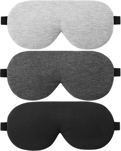 ALASKA BEAR 3 Pack Sleep Eye Masks Organic Cotton Cool Bamboo | 100% Light Blocking, Lightweight for Home or Travel Use