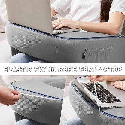 cooloo8 Reading Pillow with Armrests – Extra Large Memory Foam Gaming Pillow for Adult, Lap Desk for Laptop, Arm Rest for Working, Crocheting, Playing Game or Siting in Bed, Floor, Sofa, (Grey)